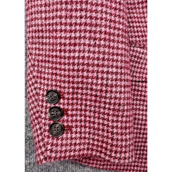 Talbots Plus 20W Wool Blend Houndstooth Blazer Pink Burgundy Lined - Picture 8 of 11